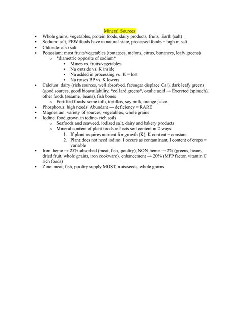 Mineral Sources - Mineral Sources Whole grains, vegetables, protein ...