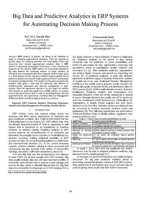 Big Data and Predictive Analytics in ERP - M. Prasada Babu Department ...