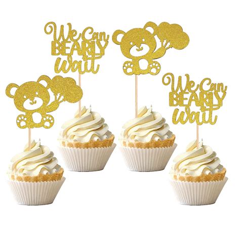 SVM CRAFT® We Can Bearly Wait Cupcake Toppers, baby shower cup cake ...