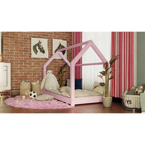 Pat casa Bella pentru copii 200x80 cm in stil scandinav, pat pentru fata cu rama foarte ...