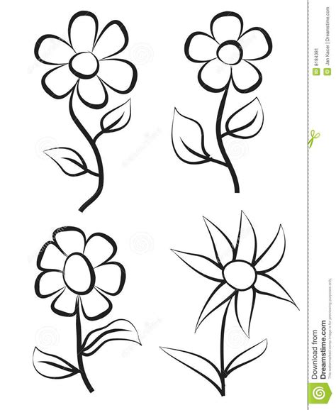Flower Design Images Drawing Easy - Hand Draw Flowers Stock Image ...