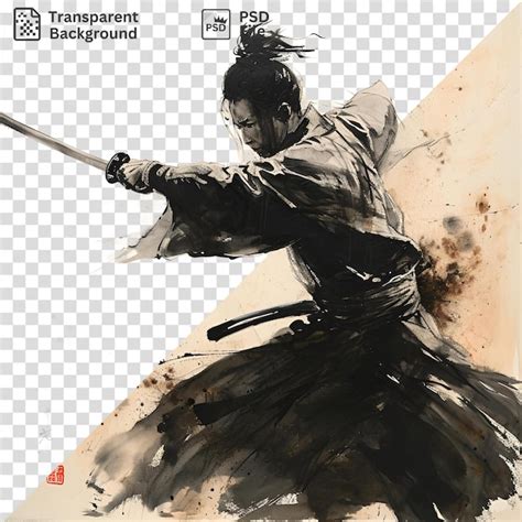 Premium of a person with black hair and a black head holding a sword in ...