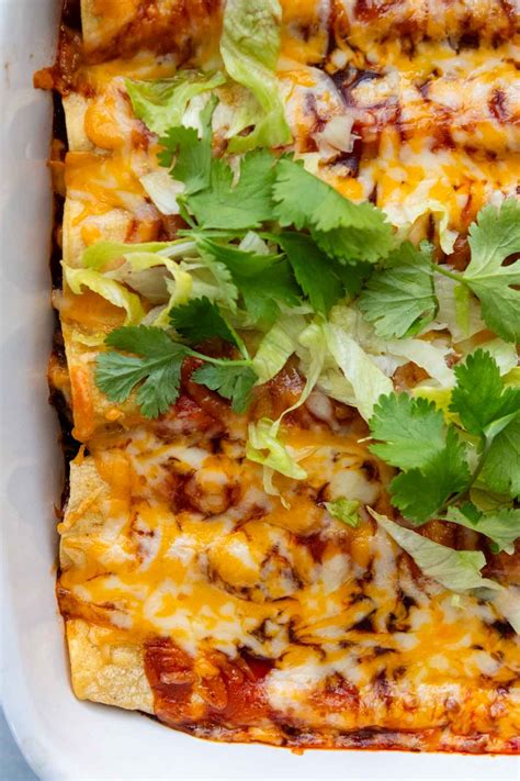 Cheesy Gluten-Free Beef and Bean Enchiladas - Easy Casserole
