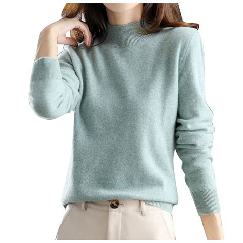 Bovemsi Womens Sweaters Cozy New Half High Collar Knitted Sweater Women ...