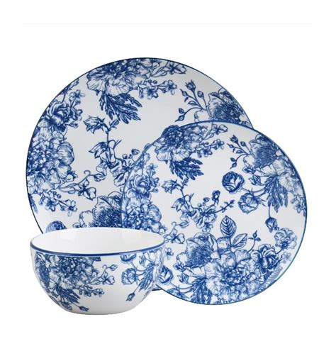 Godinger Blue Floral 12 Pc. Dinnerware Set, Service for 4 - Macy's | Dinnerware set, Dinnerware ...
