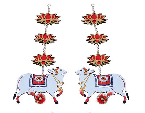 StepsToDo Pichwai Cow and Lotus Hanging. Wooden. Handmade Wall Decor ...