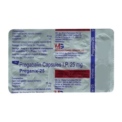 Preganix-25Mg Capsule | Uses, Side Effects, Price | Apollo Pharmacy