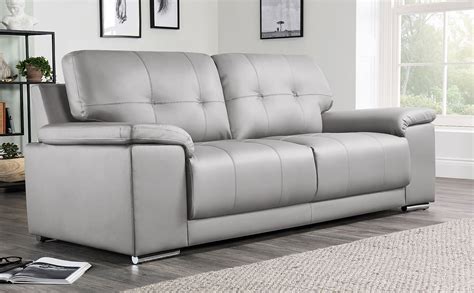 Kansas Grey Leather 3 Seater Sofa | Furniture Choice