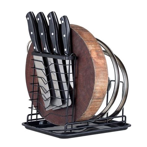 Chopping Board Organizer Stand Holder, Kitchen Countertop Pots Pan Lids ...