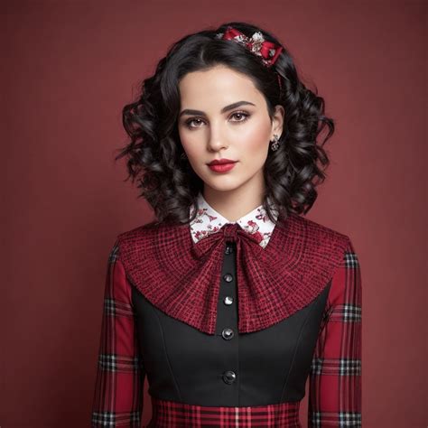 Elegant Young Woman in Checkered Red and Black Outfit | Deep Dream ...