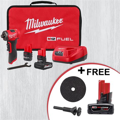 Milwaukee M12 M12 FUEL RIGHT ANGLE DIE GRINDER + FREE GOODS KIT, Chuck Size 0 in, Model# 3485 ...