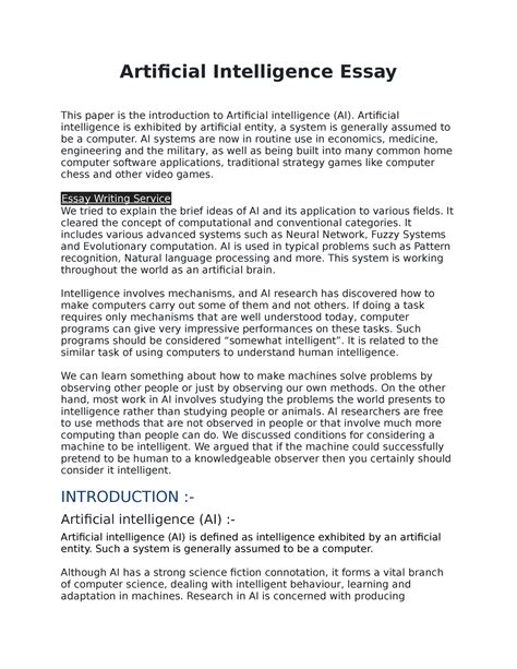 What Is Artificial Intelligence Essay at Mason Hurley blog