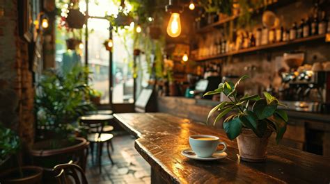 AI generated An Aesthetic Studio Coffee Shop Interior Featuring a Coffee Cup and Plant 35796334 ...