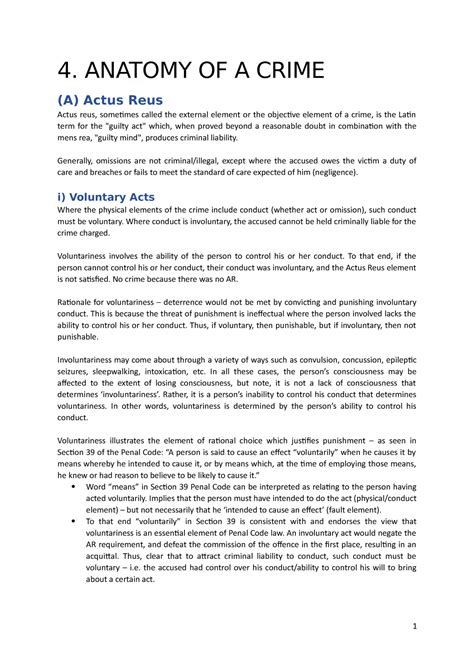 4. Anatomy of a Crime - Detailed exam notes for Criminal Law, Part A of the Bar Course by the ...