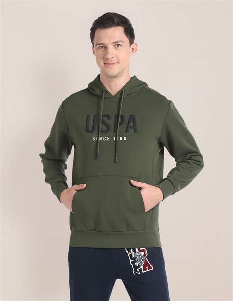 Buy Men Appliqued Logo Hooded Sweatshirt Green|U.S. Polo Assn. India