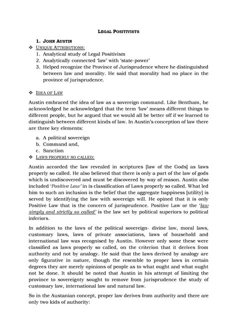 Jurisprudence- Kelsen, Austin, Hart. - LEGAL POSITIVISTS 1. JOHN AUSTIN ...