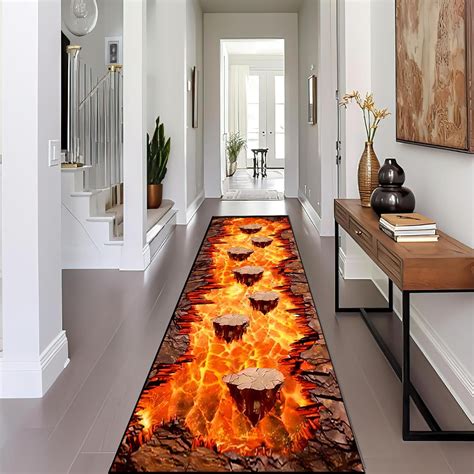 Amazon.com: Srocvi Lava Runner Rug 3D Optical Illusion Flame Volcano ...
