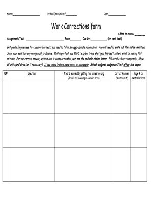 Fillable Online rgdrage Work Corrections Form PDF - Drage Homepage ...