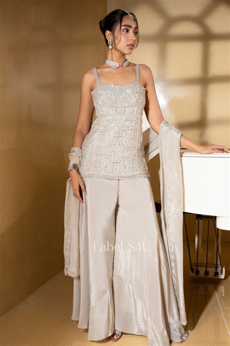 Grey Handwork-Palazzo Set – Label S4U