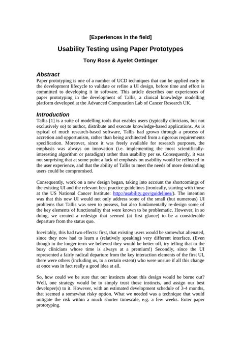 User Testing Paper Prototypes App 的图像结果