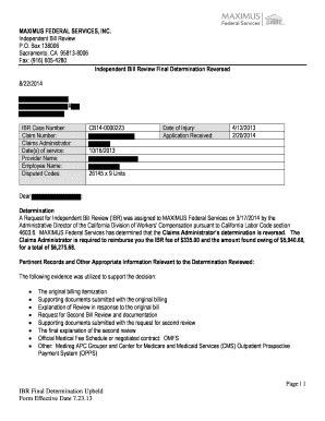 Fillable Online dir ca Page 1 IBR Final Determination Upheld Form ...