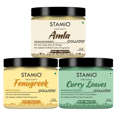 STAMIO Hair Care 3 Products Combo 280 gm - Amla Methi (Fenugreek) Curry ...