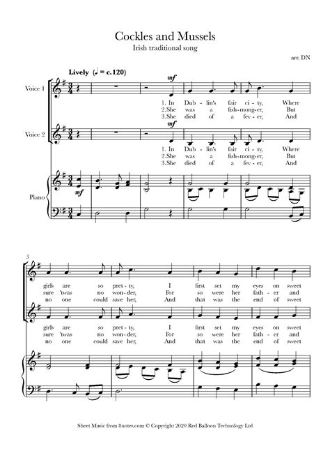 Cockles and Mussels (Molly Malone) Sheet music for Vocal Duet - 8notes.com