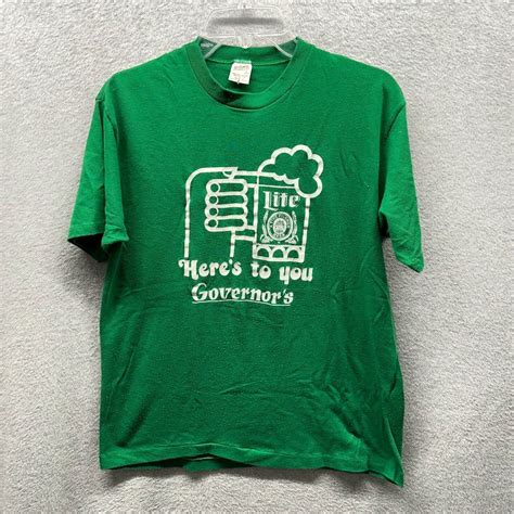 Vintage Vintage Miller Lite Shirt Mens Large Green Beer 70s Made in USA ...