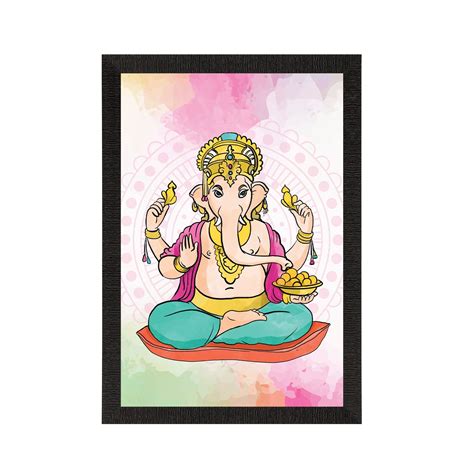 Lord Ganesha Satin Matt Texture UV Art Painting - eCraftIndia Online