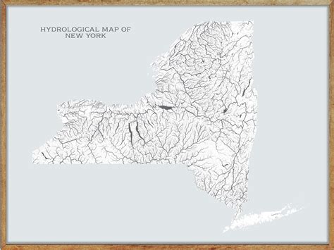 New York Hydrological Map of Rivers and Lakes New York Rivers - Etsy ...