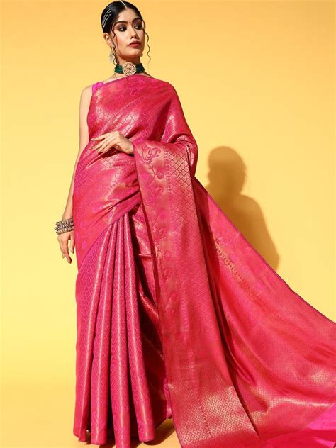 RQIC6997 Chhabra 555 Gajari Pink Oxidised Zari Handloom Traditional ...
