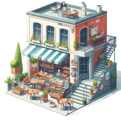 Premium Vector | A cartoon drawing of a restaurant called the restaurant