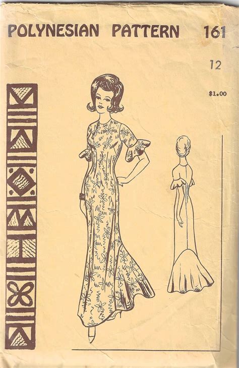 Polynesian Sewing Pattern 161 Sheath Dress Floor Length With Back ...