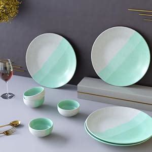 Buy The Earth Store Handcrafted Tritone Green Matte 8 Piece Ceramic ...