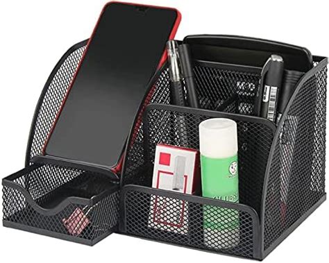 HEATHER Industrial Black Metal Mesh Office Desk Organizer | 9 ...