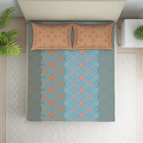 Buy WELSPUN Seasons Best Cotton 104TC Printed 3Pcs Queen Bedsheet Set ...