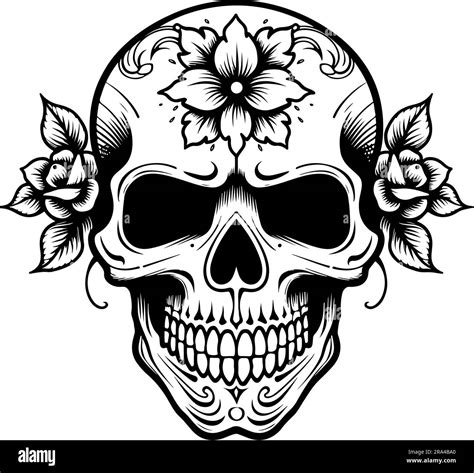 skull with flowers vector art inspired in lo dia de los muertos Stock ...