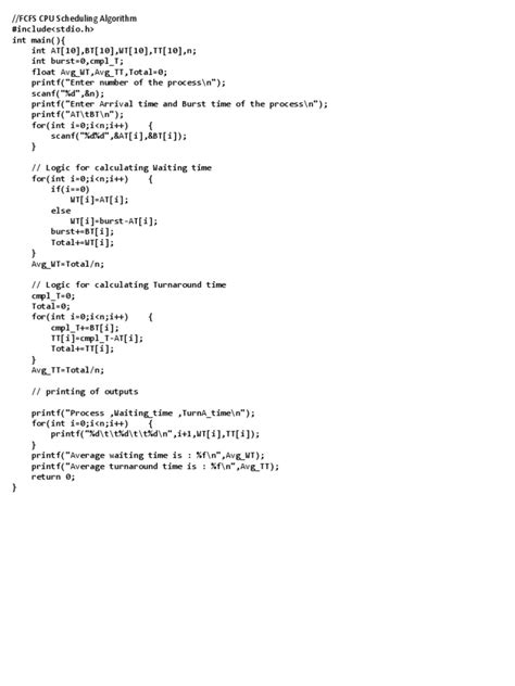 C Program for Fcfs Scheduling Algorithm 的图像结果