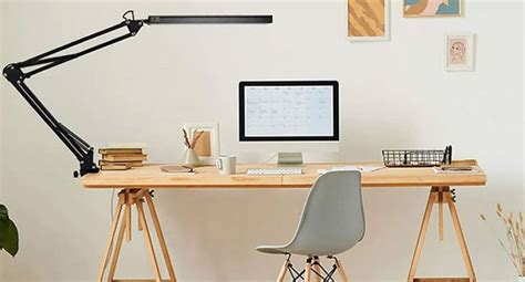 BROLAVIYA Overhead LED Desk Lamp with Metal Arm Stand
