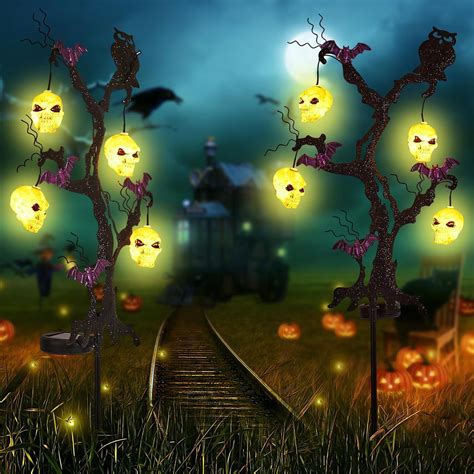 Amazon.com : 2Pack Solar Halloween Decorations Outdoor Garden Stake ...