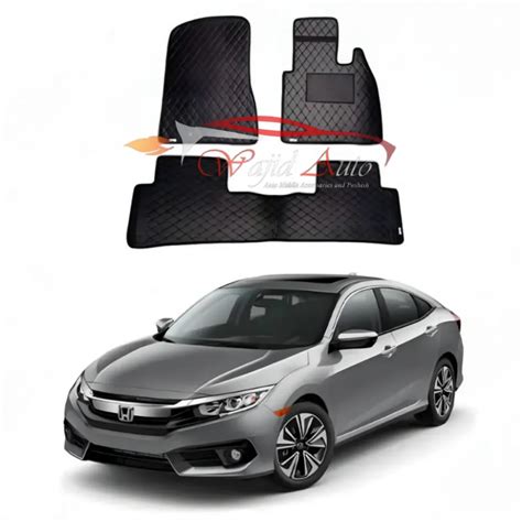 Buy Honda Civic X 2016-2022 7D Floor Mats Black-Wajid Auto