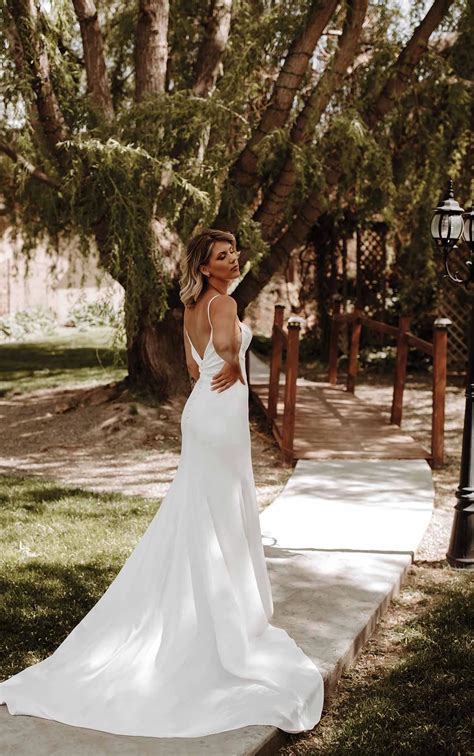 Luxe Satin Column Slip Wedding Dress with Side Cutouts and Spaghetti Straps