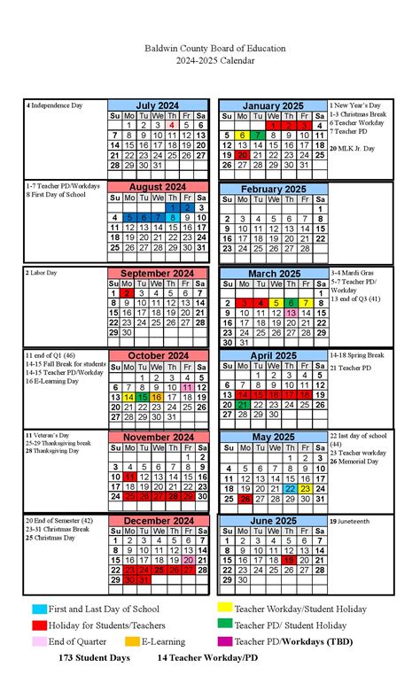 Baldwin County Public Schools Calendar 2025-2026 in PDF - School ...