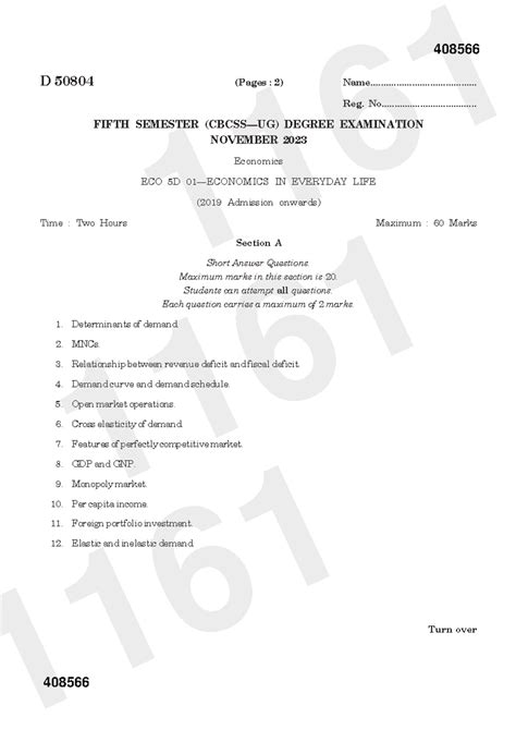 Economics in Everyday Life-2023 - Turn over D 50804 (Pages : 2) - Studocu