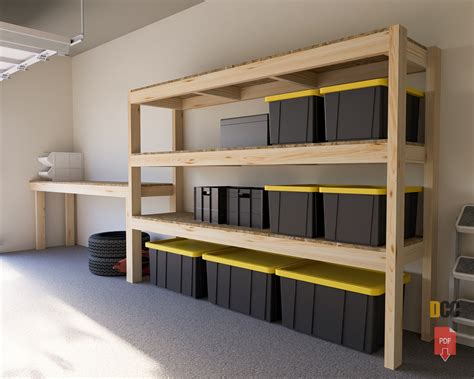 Garage Shelves With Work Bench | Diy Garage Shelves Diy Garage Shelf ...