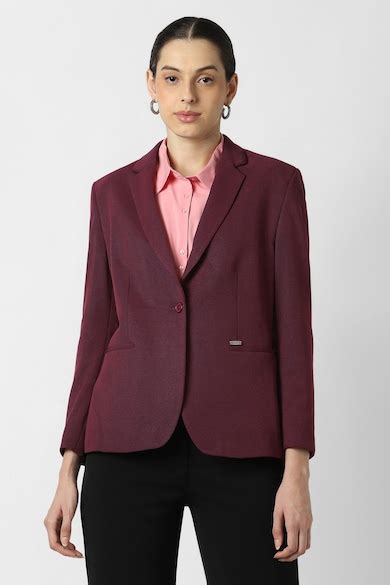 Buy Women Maroon Solid Blazer Online - 40001964 | Van Heusen