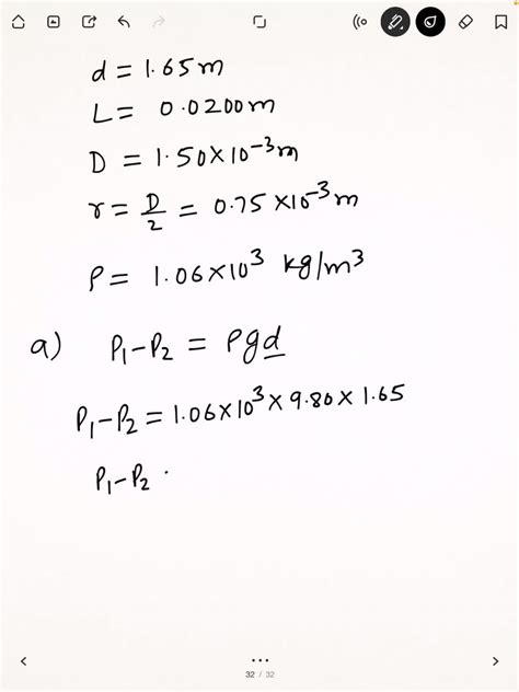 (a) Calculate the difference in blood pressure between the feet and top ...
