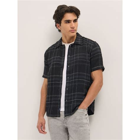 Buy THE BEAR HOUSE Men Black Checked Slim Fit Shirt Online
