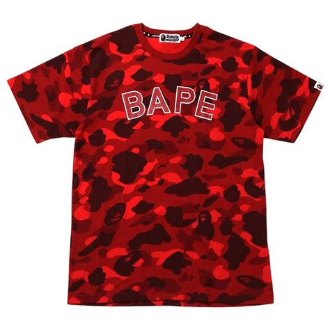 A Bathing Ape Men Color Camo Bape Tee red