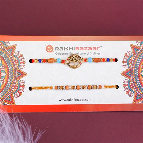 Send Beaded Rakhi N Golden Tree Rakhi with Sweets Online | Rakhibazaar.com